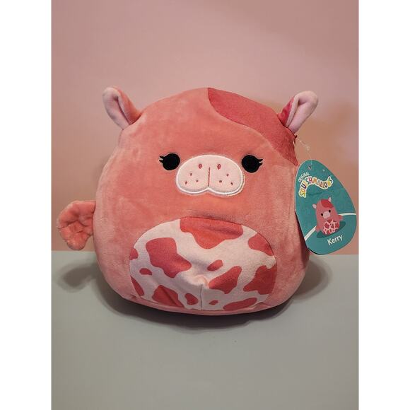 Squishmallow 8" Kerry Strawberry Milk SeaCow Soft Pink Spotted Sea Plush BNWT - Picture 1 of 4